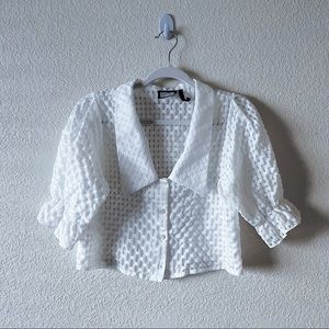 RECLAIMED VINTAGE Preppy eyelet crop top (size 6)